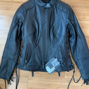 Harley-Davidson Black Leather Jacket with Fringe Details